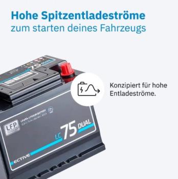 Preview: ECTIVE LC 75 Dual Starter - Versorgungsbatterie 75Ah 12V 960Wh 825A